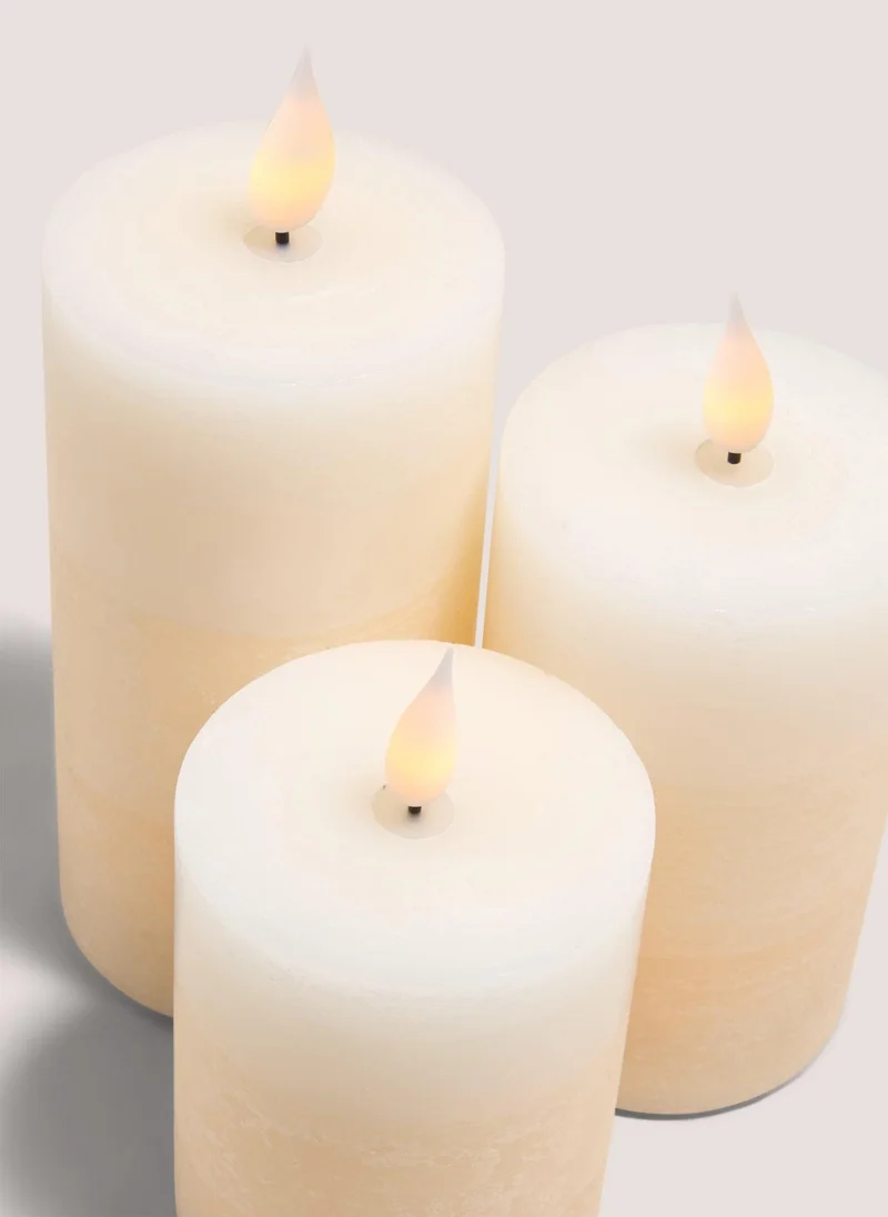 Matalan 3 Pack Beige LED Pillar Candles (10cm x 12cm x 15cm)