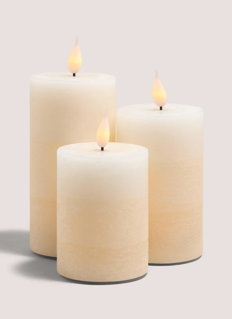 Matalan 3 Pack Beige LED Pillar Candles (10cm x 12cm x 15cm)