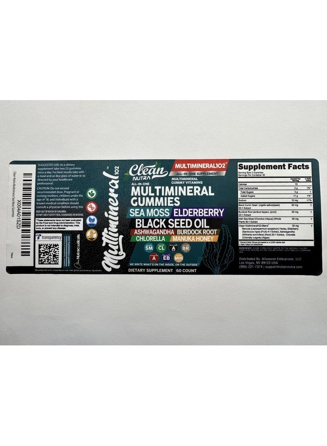 Clean Nutraceuticals جواهر زيت بذور الكمون الأسود مع الطحالب البحرية مع أشواغاندا وتوت البلسان وجذر الأرقطيون والكلورلا وعسل مانوكا - فيتامينات جيلاتينية نباتية للبالغين والأطفال والرجال والنساء - متعددة المعادن بنكهة التفاح الأخضر من كلين نوترا - عبوتين - Image 4