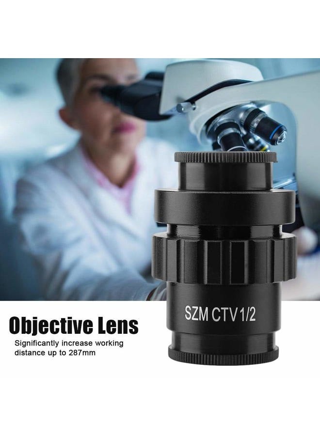 Pomya 0.5X C-Mount Objective Lens 1/2 CTV Adapter for SZM Video Digital Camera Trinocular Stereo Microscope, Comes with 1-1/8 - Image 2