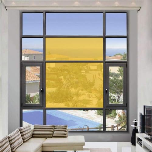 HOMSUN Colored Window Film Clear Decorative Glass Tint Sun Blocking Heat Control Self Adhesive Window Tint (12 X 48 Inch, Yellow) - Image 3