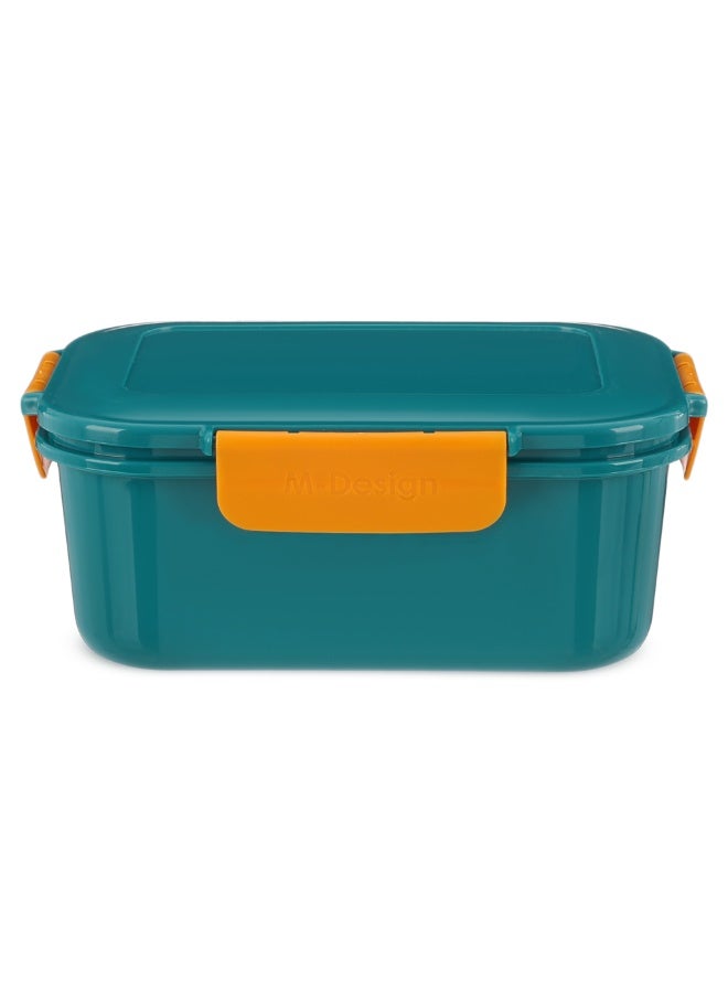 M Design Lunch Box, 1.6 litre, Plastic - Teal with Orange - Image 1