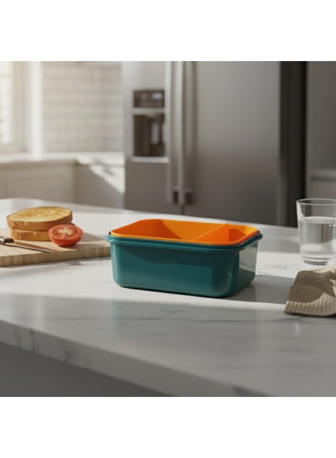 M Design Lunch Box, 1.6 litre, Plastic - Teal with Orange - Image 2