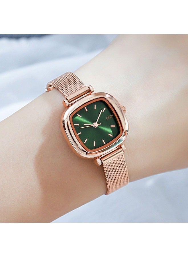 gedi Women's mesh strap quartz watch, analog display small square dial watch, waterproof elegant watch, can be a gift for women - Image 2