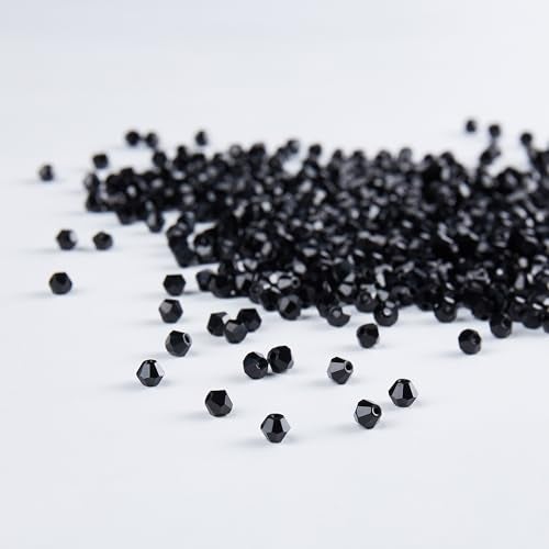 Laopottbeads 1100pcs Black 4mm Bicone Crystal Beads for Jewelry Making – Small Faceted Glass Beads for Bracelets, Earrings, Loc Sprinkles, DIY Crafts - Image 3