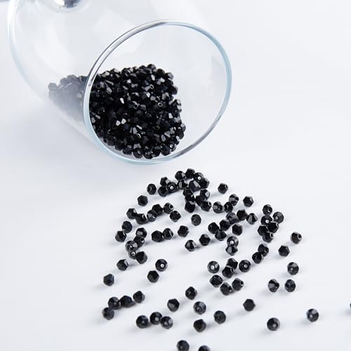 Laopottbeads 1100pcs Black 4mm Bicone Crystal Beads for Jewelry Making – Small Faceted Glass Beads for Bracelets, Earrings, Loc Sprinkles, DIY Crafts - Image 4
