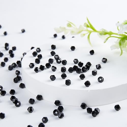 Laopottbeads 1100pcs Black 4mm Bicone Crystal Beads for Jewelry Making – Small Faceted Glass Beads for Bracelets, Earrings, Loc Sprinkles, DIY Crafts - Image 2