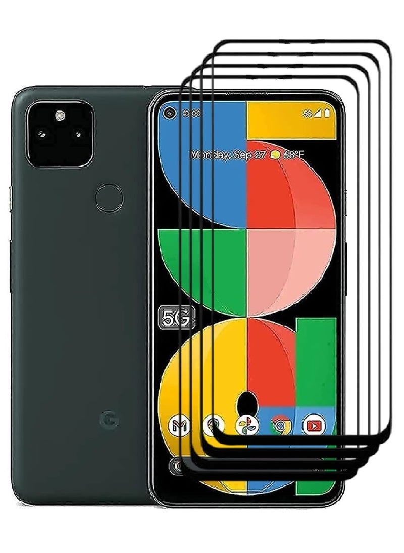 AINA 4 Pieces Tempered Glass Screen Protector 5D Designed For Google Pixel 5a 5G Full Glue Edge to Edge Full Screen Coverage And Bubble Free - Image 1