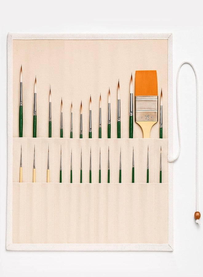Anvis Canvas Paint Brush Roll Up Case, 26 Pockets Art Supply Storage Holder Bag with Tie Closure, Beige, Professional Stationary Organizer | Paint Brushes not Included - Image 1