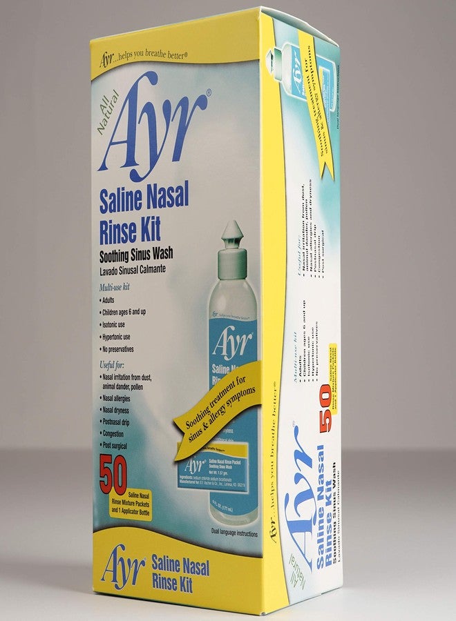 Ayr Saline Nasal Rinse Kit Soothing Sinus Wash, 50-Count Saline Nasal Rinse Mixture Packets Plus Applicator Bottle (Pack of 2 - Image 4