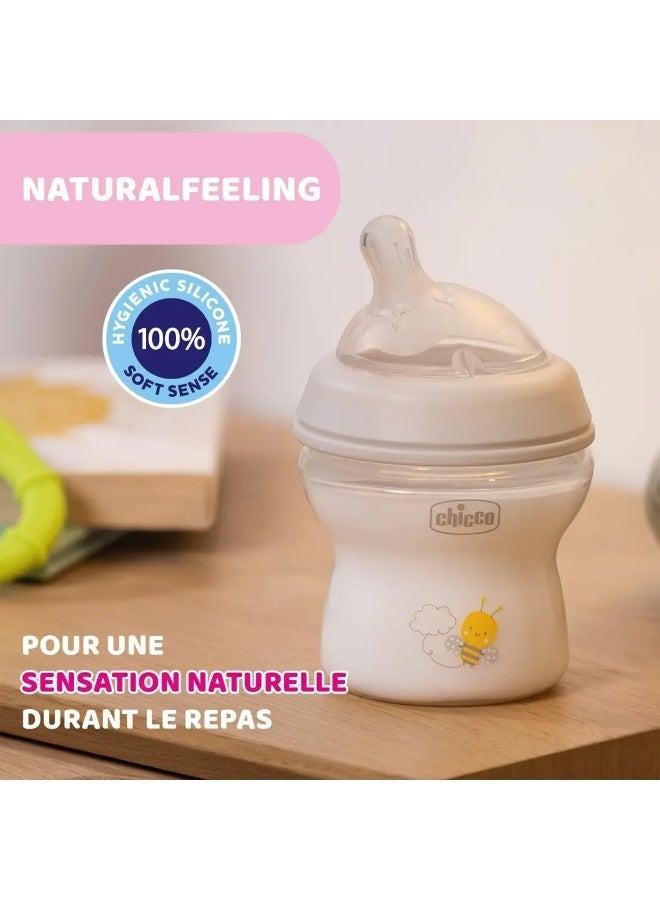 Chicco NaturalFeeling Plastic Feeding Bottle / 0m+ / 150ml / Transparent - Image 3