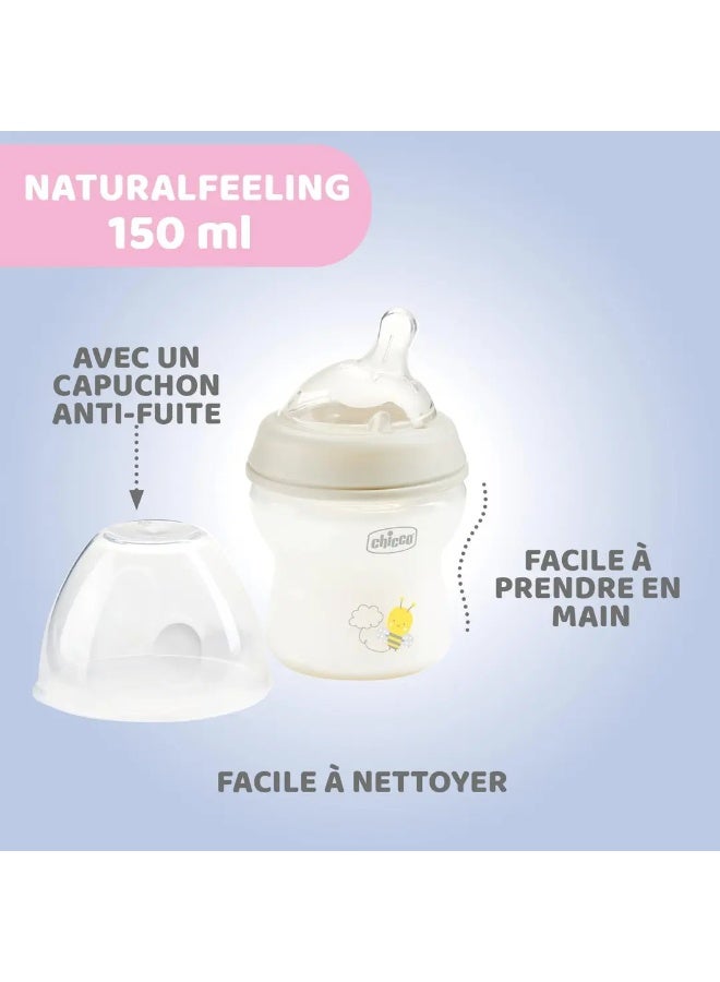 Chicco NaturalFeeling Plastic Feeding Bottle / 0m+ / 150ml / Transparent - Image 5