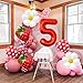 Corabsar Strawberry Balloons Fifth Birthday Decorations for Girl 40 Inch Mylar Red Number 5 Balloons Strawberry Balloon for Strawberry Party Decorations Strawberry Themed Party - Image 4