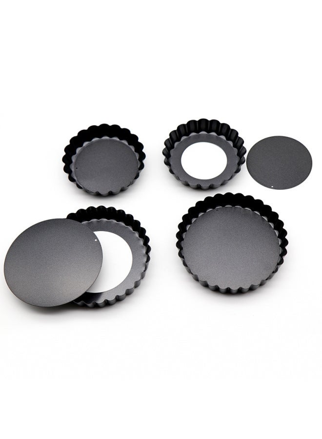 Production Egg Tart Mold Non-stick Coating Live Bottom Carbon Steel Chrysanthemum Pie Plate Fruit Pie Plate Processing Customization-Specifications:Carbon Steel Live Bottom Egg Tart Plate-Dimensions:4 Inch - Image 3