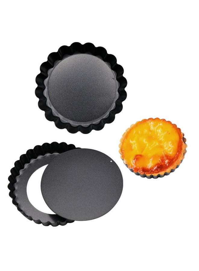 Production Egg Tart Mold Non-stick Coating Live Bottom Carbon Steel Chrysanthemum Pie Plate Fruit Pie Plate Processing Customization-Specifications:Carbon Steel Live Bottom Egg Tart Plate-Dimensions:4 Inch - Image 1