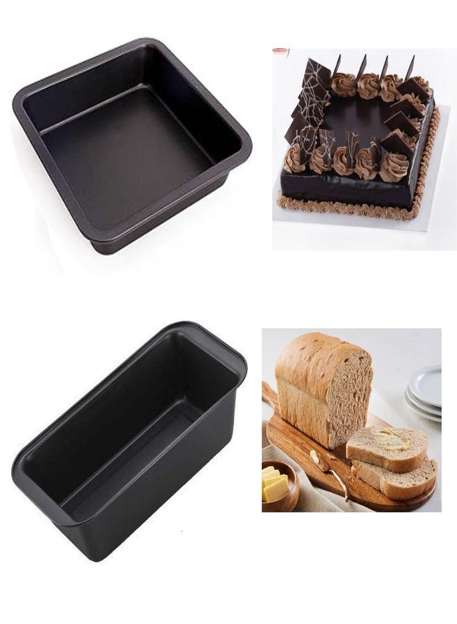 TrendyTrolley® Square Cake Tin & Bread Loaf Pan Set | 2 Pc Premium Non-Stick Bakeware Combo for Brownies, Breads, Tea Cakes & Desserts | Durable Oven-Safe Pans | Easy Release & Dishwasher Safe - Image 1