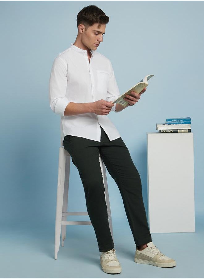 Dennis Lingo - Men's White Slim Fit Casual Spread Shirt - Image 1