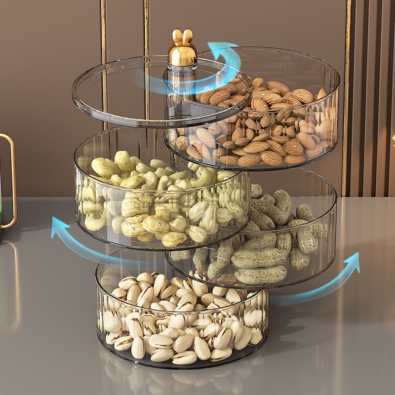 Cartoon Rabbit Rotating Fruit Plate Dry Fruit Plate Light Luxury Creative Multi-Layer Fruit Box With Lid Storage Household Nut Snack Box - Image 4