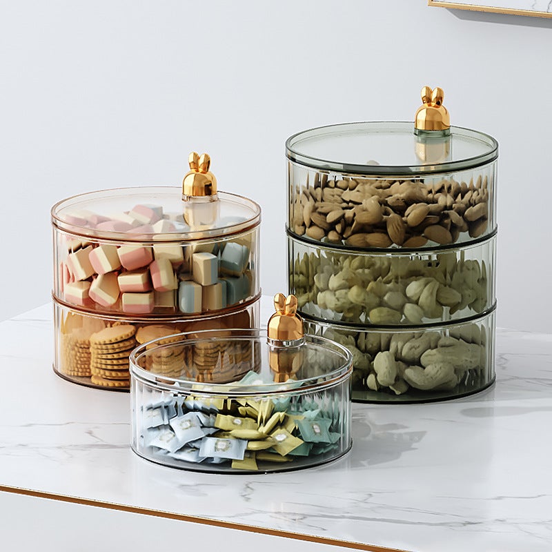 Cartoon Rabbit Rotating Fruit Plate Dry Fruit Plate Light Luxury Creative Multi-Layer Fruit Box With Lid Storage Household Nut Snack Box - Image 3