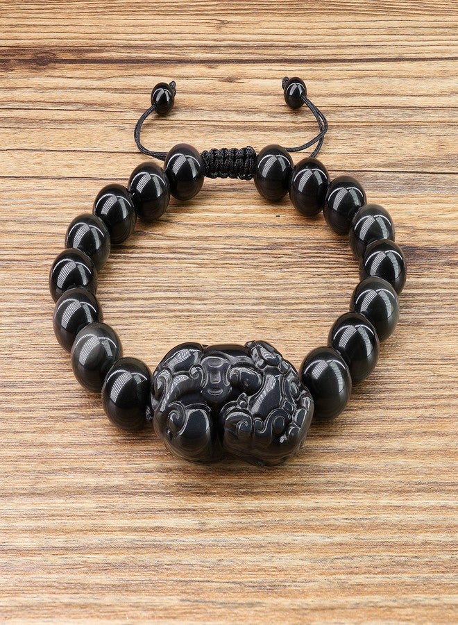 كواي سوار من حجر الأوبسيديان بألوان قوس قزح من COAI Pixiu Pi Yao Fengshui، مقاس 10 مم - Image 3
