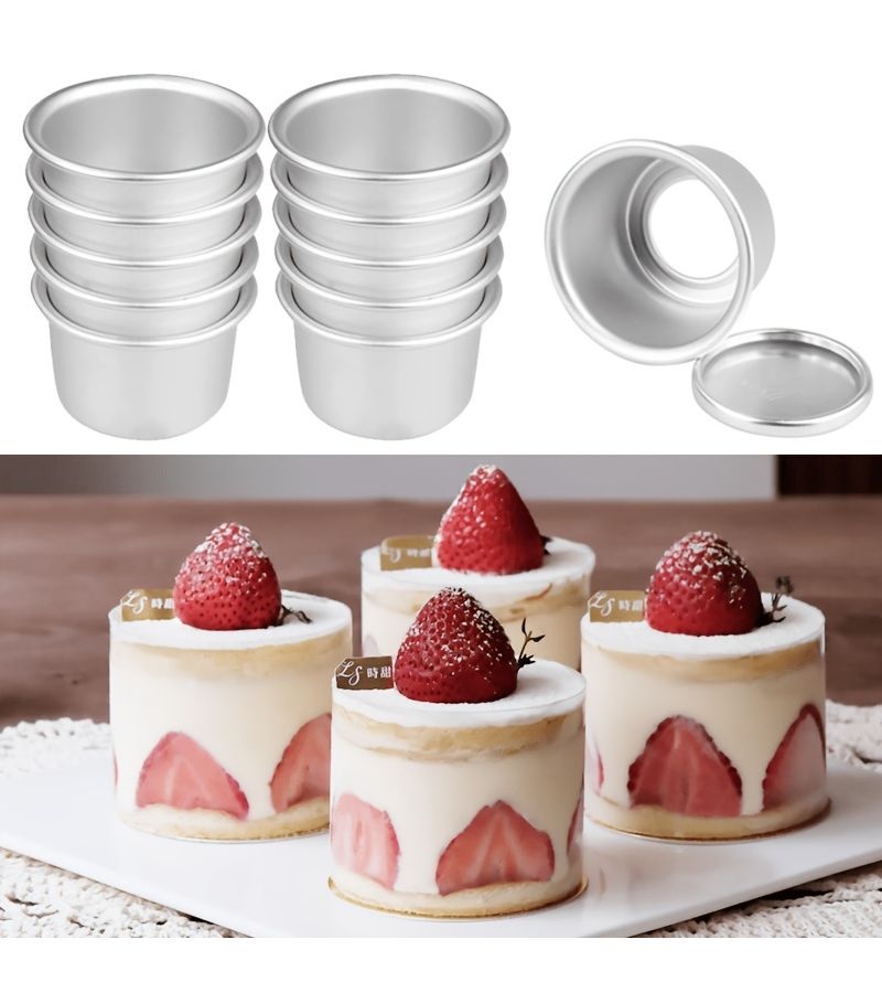 20 Pcs 2 Inch Mini Round Aluminum Cake Molds With Removable Bottoms Non-Stick Easy Release Scratch-Resistant Ideal For Home Baking Parties And Celebrations - Image 4