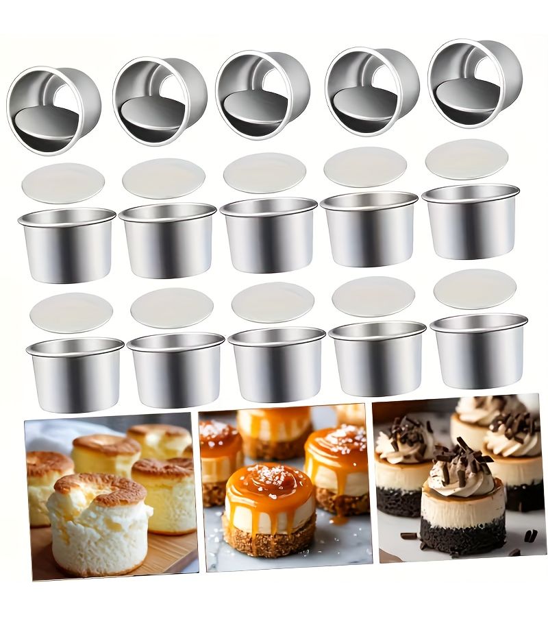 20 Pcs 2 Inch Mini Round Aluminum Cake Molds With Removable Bottoms Non-Stick Easy Release Scratch-Resistant Ideal For Home Baking Parties And Celebrations - Image 2
