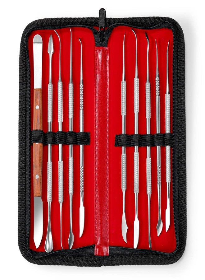 Annhua 10 PCS Wax Carving Tools Dental Waxing Instruments with Case, Stainless Steel Wax Carvers Set - Metal Clay Sculpting Pottery Sculpture Tools - Double Ended DIY Waxing Modeling Kits - Image 1