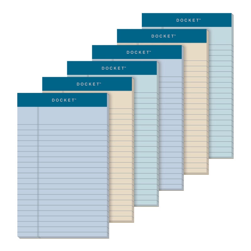 TOPS Docket Writing Tablet, 5 x 8 Inches, Perforated, Assorted Colors: Orchid, Ivory, Blue, Narrow Rule, 50 Sheets per Pad, 6 Pads per Pack (99601) - Image 3