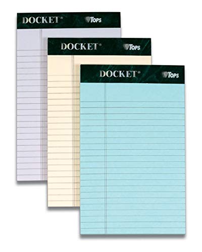 TOPS Docket Writing Tablet, 5 x 8 Inches, Perforated, Assorted Colors: Orchid, Ivory, Blue, Narrow Rule, 50 Sheets per Pad, 6 Pads per Pack (99601) - Image 4