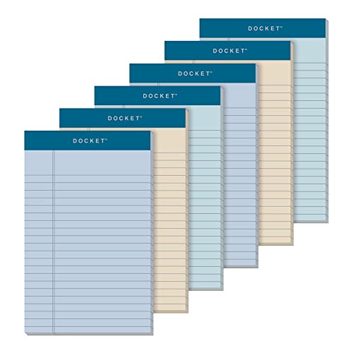 TOPS Docket Writing Tablet, 5 x 8 Inches, Perforated, Assorted Colors: Orchid, Ivory, Blue, Narrow Rule, 50 Sheets per Pad, 6 Pads per Pack (99601) - Image 2