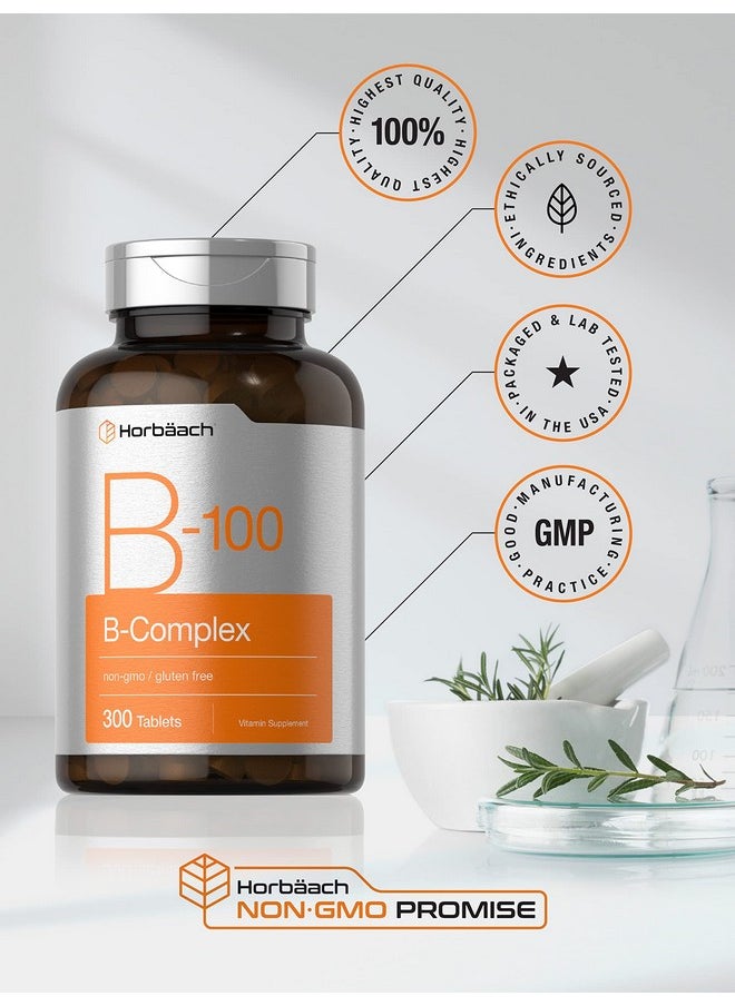 Horbaach Horbäach Vitamin B-100 Complex | 100% of Daily Value | 300 Tablets | Vegetarian, Non-GMO, and Gluten Free Supplement  - Image 2