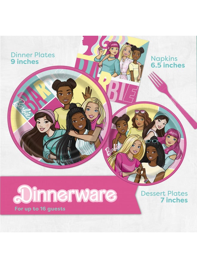 Unique Barbie Party Decorations | Serves 16 Guests | Officially Licensed | Barbie Birthday Decorations | Barbie Birthday Party Supplies | Barbie Balloons, Banner, Tablecover, Plates, Napkins, Button - Image 4