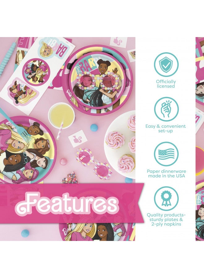 Unique Barbie Party Decorations | Serves 16 Guests | Officially Licensed | Barbie Birthday Decorations | Barbie Birthday Party Supplies | Barbie Balloons, Banner, Tablecover, Plates, Napkins, Button - Image 5
