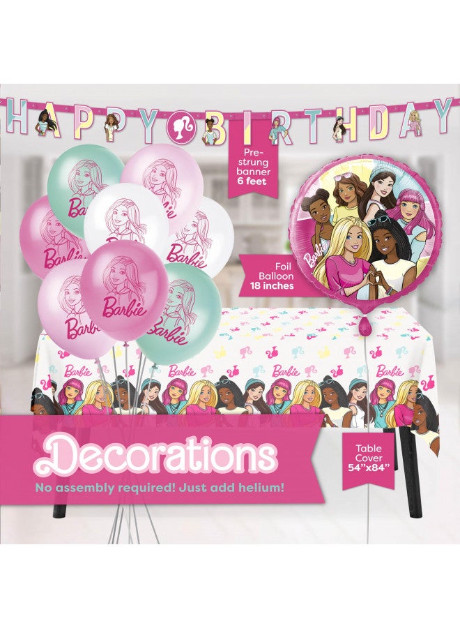 Unique Barbie Party Decorations | Serves 16 Guests | Officially Licensed | Barbie Birthday Decorations | Barbie Birthday Party Supplies | Barbie Balloons, Banner, Tablecover, Plates, Napkins, Button - Image 3