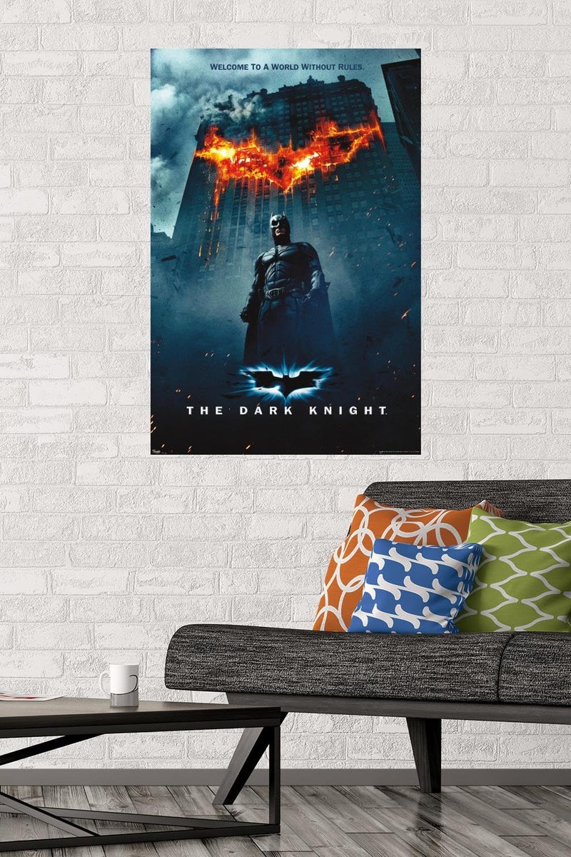 Trends International DC Comics Movie - The Dark Knight - Batman Logo on Fire One Sheet Wall Poster, 22.375" x 34", Premium Unframed Version - Image 2
