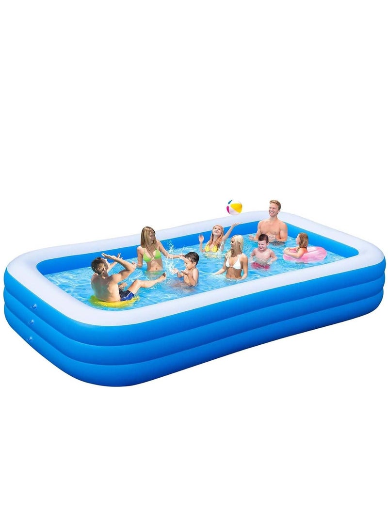 TMOHRA Inflatable Swimming Pool for Kids and Adults, 260 x 160 x 60cm Thickened Blow Up Family Swimming Kiddie Pool for Garden, Backyard, Family Summer Water Party - Image 1