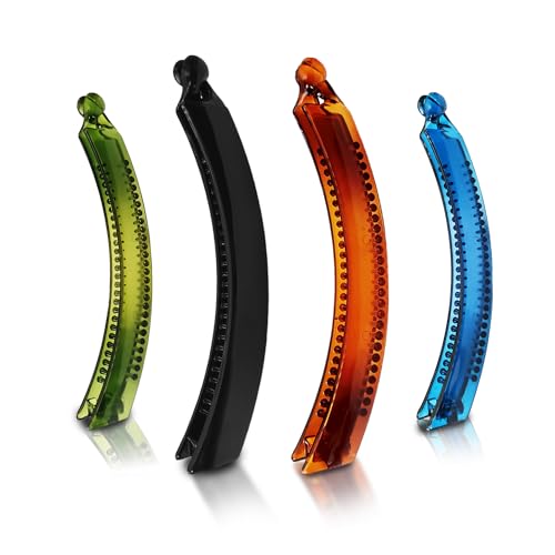 Sanas (4Pcs) Banana Clips Hair Clip Banana Clips For Hair Big Size Women Hair Accessories Korean Accessories Banana Clip For Girls Stylish Self Lock Clutches (4Pcs) Assorted - Image 1