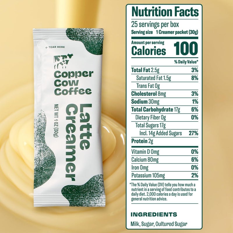 Copper Cow Coffee Sweetened Condensed Milk Latte Creamers - 25 Single-Serve Packets - Image 2