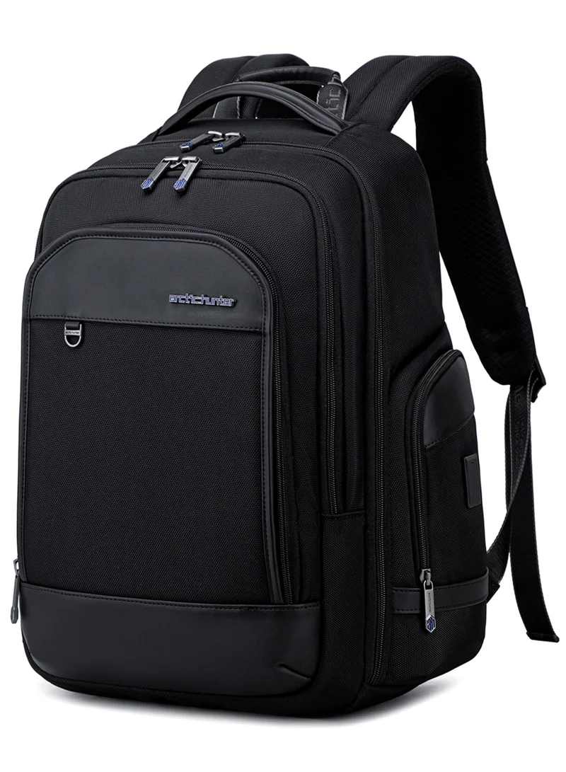 أركتيك هانتر Unisex Laptop Backpack Water Resistant Daypack with USB/C – type Port for Business Casual Travel College for Men Women, B00683, Black