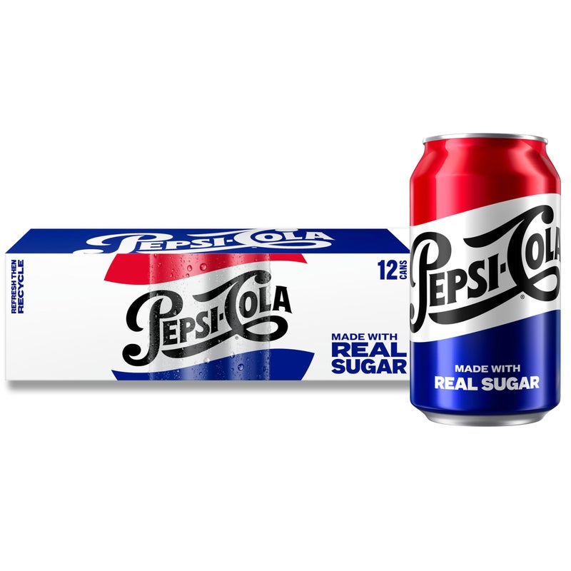 Pepsi Real Sugar Soda 12 Fl oz Cans 12 Pack Cola Soda Pop Packaging May Vary - Image 3