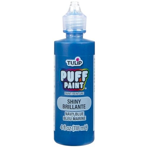 Tulip Puff Fabric Paint , Permanent Craft Paint for Clothes, DIY Projects, Notoxic, 4 fl oz, Shiny Navy Blue - Image 1