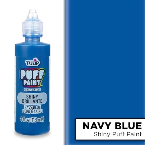 Tulip Puff Fabric Paint , Permanent Craft Paint for Clothes, DIY Projects, Notoxic, 4 fl oz, Shiny Navy Blue - Image 2