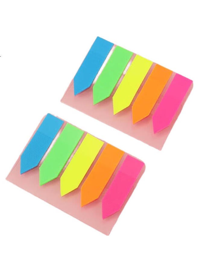 Tango 5-Color Fluorescent Film Sticky Notes, 43*12Mm, Pull-Out Style, Reusable Memo Pads, Index Labels, Message Highlighters, Classification Markers, Contract Markers / 2 Bags, 200 Pieces In Total - Image 2