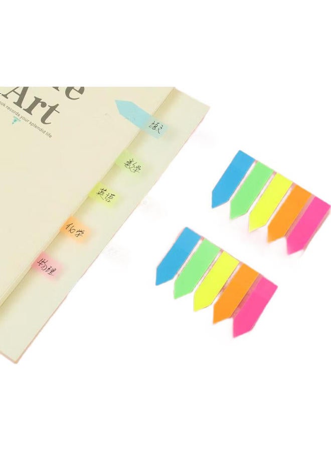 Tango 5-Color Fluorescent Film Sticky Notes, 43*12Mm, Pull-Out Style, Reusable Memo Pads, Index Labels, Message Highlighters, Classification Markers, Contract Markers / 2 Bags, 200 Pieces In Total - Image 1
