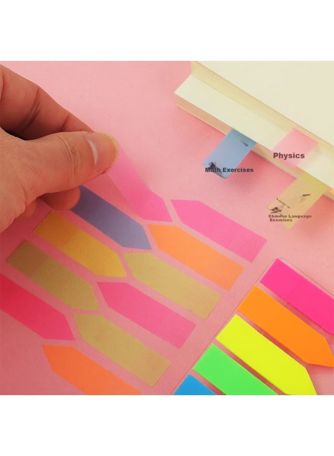 Tango 5-color Fluorescent Film Sticky Notes, 43*12mm, Pull-out Style, Reusable Memo Pads, Index Labels, Message Highlighters, Classification Markers, Contract Markers / 2 Bags, 200 Pieces In Total - Image 3