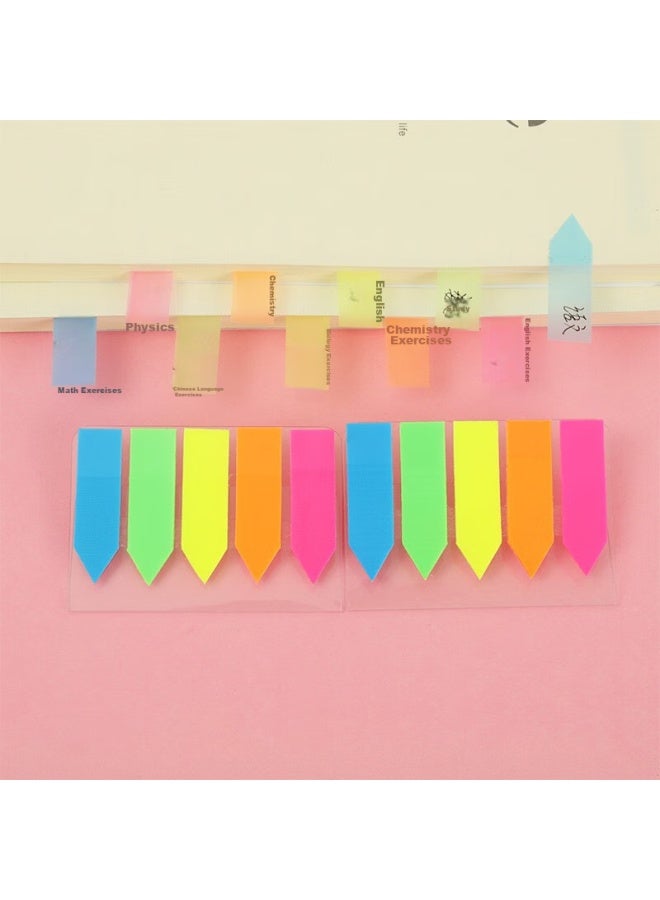 Tango 5-color Fluorescent Film Sticky Notes, 43*12mm, Pull-out Style, Reusable Memo Pads, Index Labels, Message Highlighters, Classification Markers, Contract Markers / 2 Bags, 200 Pieces In Total - Image 5