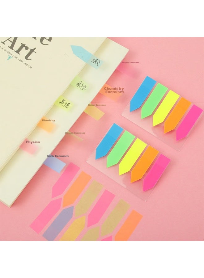 Tango 5-color Fluorescent Film Sticky Notes, 43*12mm, Pull-out Style, Reusable Memo Pads, Index Labels, Message Highlighters, Classification Markers, Contract Markers / 2 Bags, 200 Pieces In Total - Image 1
