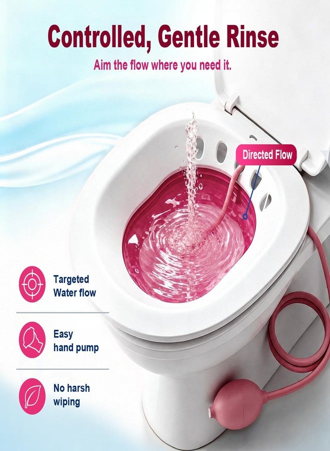 Baxrou Sitz Bath for Hemorrhoids, Sitz Bath for Toilet Seat, Postpartum Care, Perineum Relief, Sits Bath Kit for Women,Collapsible Storage, Wide Seat,Easy to Store-Pink - Image 3