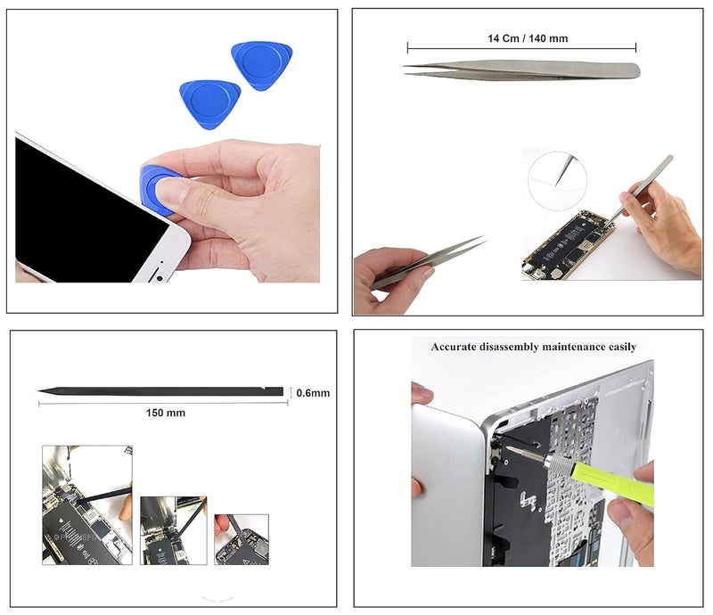 WOWSOME WOWSOME Mobile Repairing Tools 1 Tweezers and 5 Plastic Openers 1 steel opener pry tool Repair Tool Kits for Mobile Phone PC Laptop Tablet Watch Hand Tool Kit 15 Tools - Image 5