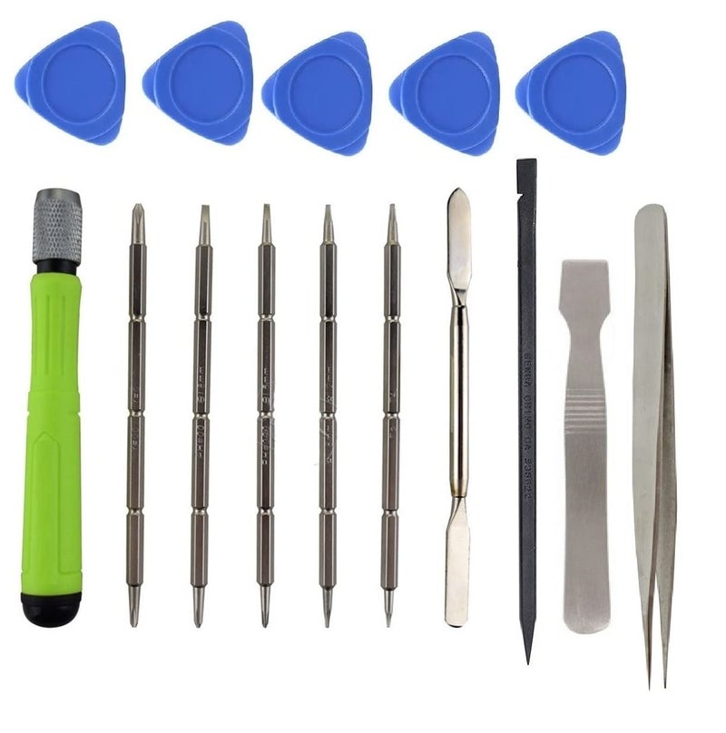 WOWSOME WOWSOME Mobile Repairing Tools 1 Tweezers and 5 Plastic Openers 1 steel opener pry tool Repair Tool Kits for Mobile Phone PC Laptop Tablet Watch Hand Tool Kit 15 Tools - Image 1